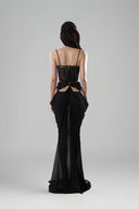 Black Emi Set with Corset top & Maxi Skirt for women, from Huelley Rose, The Viet Concept 