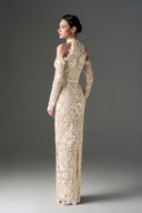 IHF STUDIO • Scarlet Floral Garden Lace Halter Evening Gown