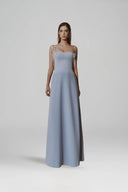 L' SCARLETT • Blue Crystal Floral Embellished Poly Crepe Maxi Dress