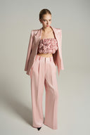 Light Pink Handmade Rolled Rose Bandeau Crop Top for women, from IHF STUDIO, The Viet Concept 