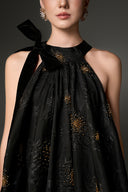 Midnight Rosette Organza Bubble Mini Dress for women, from IHF STUDIO, The Viet Concept