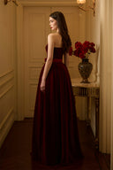Velour Silk Pleated Bustier A-Line Evening Gown for women, from IHF ATELIER, The Viet Concept 