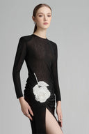 Caprila Slit Long Sleeved Jersey Floor Length Dress for woman, from ARTI, The Viet Concept 