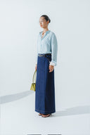 HOBB • Coffee Denim Tailored Midi Skirt