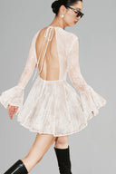 White Haisley Open-Back Flared Mini Dress for women, from HUONG, The Viet Concept 