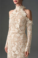 IHF STUDIO • Scarlet Floral Garden Lace Halter Evening Gown