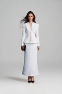 KEIRA TONG • Folded Buttons Pleated Peplum Twill Viscose Blouse