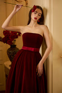 Velour Silk Pleated Bustier A-Line Evening Gown for women, from IHF ATELIER, The Viet Concept 