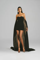 Crystal Draped Off-Shoulder Chiffon Mini Cocktail Dress for women, from L'SCARLETT, The Viet Concept