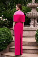 Crystal Embellished Pink Color-Block Column Evening Gown for women, from IHF ATELIER, The Viet Concept