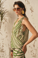 XITA • Verdant Élan Striped Chiffon Maxi Dress