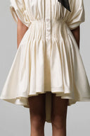 Cream Melis Mini Dress - With Bow for women, from Guyehi Studio, The Viet Concept 