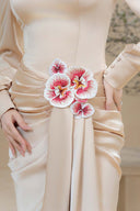 DO LONG • Phu Sac Orchid Embroidered Silk Midi Dress