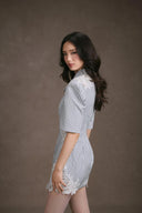 KEIRA TONG • Lace Patch Striped Kate Silk Dress
