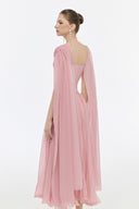 Hazel Blush Pleated Silk Maxi Dress for women, from JOSEPHINE, The Viet Concept 