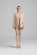 Tellus Sand Linen Collarless Blazer for women, from ARTI, The Viet Concept 