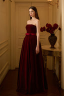 Velour Silk Pleated Bustier A-Line Evening Gown for women, from IHF ATELIER, The Viet Concept 