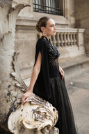 Shyvana Noir Plume Illusion Gown for women, from JOSEPHINE, The Viet Concept 
