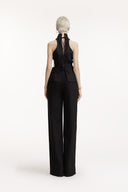 SORAMAME • Black Waves Sculptural Wave-Tulle Peplum Top