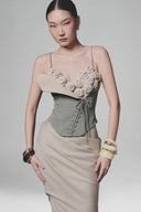 Blue Mint Camellia Corset Top for women, from Keira Tong, The Viet Concept