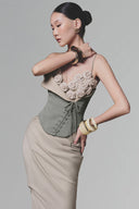 Blue Mint Camellia Corset Top for women, from Keira Tong, The Viet Concept