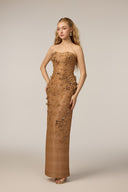 21SIX • Azura Tulle Floral Embellished Gown with Organza Cape