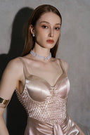 Martha Hand-Embellished Silk Midi Dress for women, from DANG PHONG DESIGNER, The Viet Concept