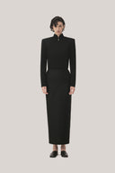 Black Thien Van Cropped Long Sleeved Tweed Jacket for women, from TINH, The Viet Concept 