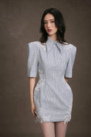 KEIRA TONG • Lace Patch Striped Kate Silk Dress