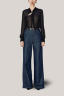 Sage Straight Cut-Out Chiffon Shirt for women, from HOBB The Viet Concept 