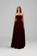 Velour Silk Pleated Bustier A-Line Evening Gown for women, from IHF ATELIER, The Viet Concept 