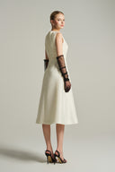Seraphina Crystal Bow Lace Taffeta Midi Dress for women, from IHF STUDIO, The Viet Concept 