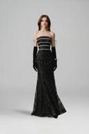 Ciara Crystal Trim Glitter Mesh Mermaid Evening Gown for women, from JOSEPHINE, The Viet Concept