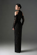 IHF STUDIO • Scarlet Floral Garden Lace Halter Evening Gown