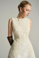 Seraphina Crystal Bow Lace Taffeta Midi Dress for women, from IHF STUDIO, The Viet Concept 