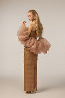 21SIX • Azura Tulle Floral Embellished Gown with Organza Cape