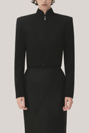 Black Thien Van Cropped Long Sleeved Tweed Jacket for women, from TINH, The Viet Concept 