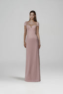 L' SCARLETT • Pink Crystal-Beaded Short-Sleeve Maxi Dress