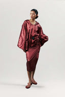 Hong The Crimson Silk Skirt for women, from DAS LA VIE, The Viet Concept 