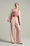 Light Pink Handmade Rolled Rose Bandeau Crop Top for women, from IHF STUDIO, The Viet Concept 