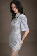 KEIRA TONG • Lace Patch Striped Kate Silk Dress