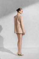 Tellus Sand Linen Collarless Blazer for women, from ARTI, The Viet Concept 