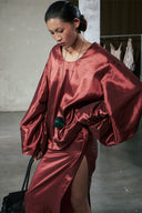 Hong The Crimson Silk Skirt for women, from DAS LA VIE, The Viet Concept 