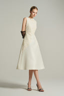 Seraphina Crystal Bow Lace Taffeta Midi Dress for women, from IHF STUDIO, The Viet Concept 