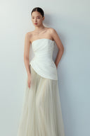 BYDI • Lune Couture Silk Taffeta & Foggy Gray Tulle Evening Gown