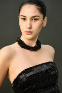 EEGEN STUDIO • Black Strapless Embellished Column Dress with Choker