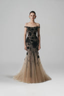 ARTI APPAREL • Celeste Embellished Lace Tulle Floor-Length Dress