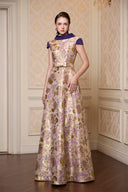 Purple Floral Metallic Jacquard A-Line Evening Gown for women, from IHF ATELIER, The Viet Concept 