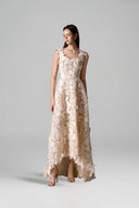 Ivory Pearl Bloom Lace Mullet Maxi Dress for women, from IHF STUDIO, The Viet Concept 