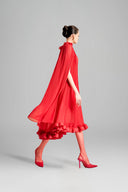 Carnation Asymmetric V-Neck Chiffon Midi Dress for women, from Maison Des Copains, The Viet Concept 